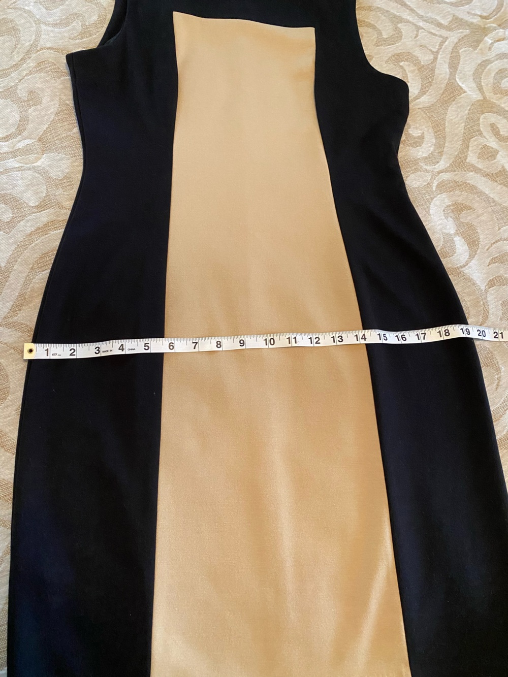 Calvin Klein Size 8 Colorblock Sheath Dress Black Camel Mock Neck NWT - Picture 9 of 13